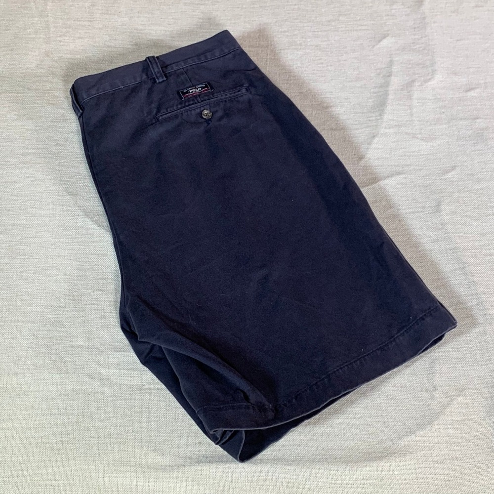 Polo Ralph Lauren Tyler Short Mens 40 Navy Blue Pleated Chino Cotton Shorts